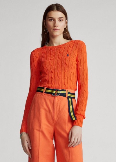 Polo Ralph Lauren Cable-Knit Cotton Striktrøje Dame Danmark (YQDUT2497)